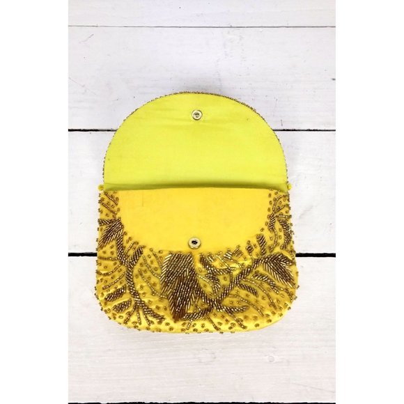 Vintage Golden Crown gold sequins beaded small evening clutch purse - Picture 4 of 4